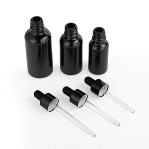 Flacon compte-gouttes en verre noir rond cosmétique de sérum 10 ml 30 ml 