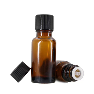 Bouteille en verre ambré d'huile essentielle de 15 ml avec bouchon à vis noir 