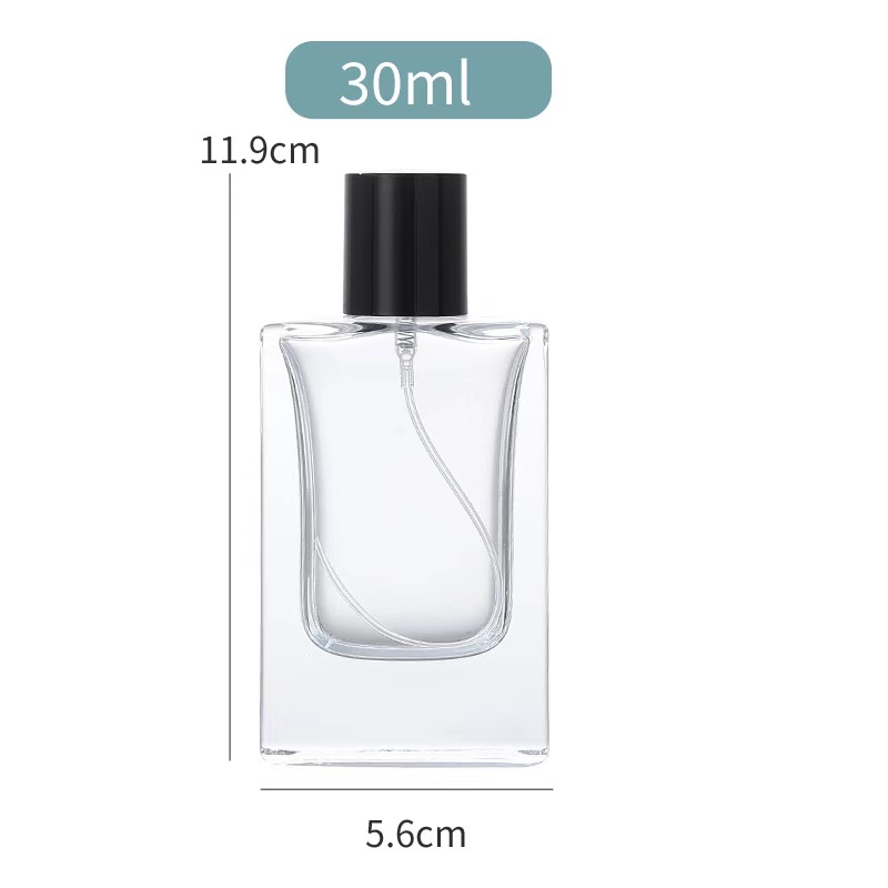 Flacon pulvérisateur de parfum en verre de 30 ml avec capuchon en bois différent 